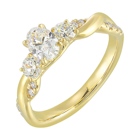 14Kt White Semi Mount For Round Cut Center