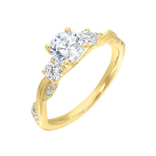 Load image into Gallery viewer, 14K Yellow Gold Half Way Solitaire Twist Shank Diamond Semi Mount Ring (0.50CTW)