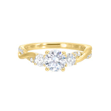 Load image into Gallery viewer, 14K Yellow Gold Half Way Solitaire Twist Shank Diamond Semi Mount Ring (0.50CTW)