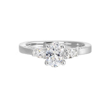 Load image into Gallery viewer, 14K White Gold Three Stone Diamond Hidden Halo Engagement Ring (0.33CTW)