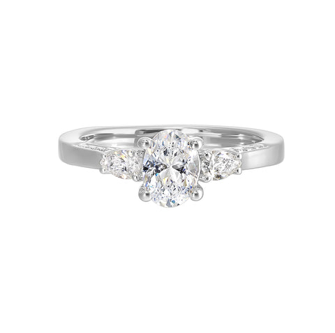 14K White Gold Half Way Solitaire Twist Shank Diamond Engagement Ring (0.78CTW)