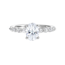 Load image into Gallery viewer, 14K White Gold Pear &amp; Round Side Stone Diamond Engagement Ring Semi Mount (0.33CTW)