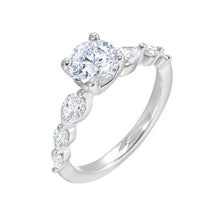 Load image into Gallery viewer, 14K White Gold Pear Side Stone Diamond Engagement Ring Semi Mount (0.50CTW)