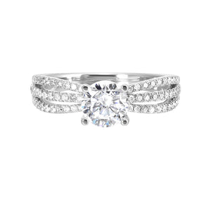 14K White Gold Triple Split Shank Diamond Engagement Ring (0.33CTW)