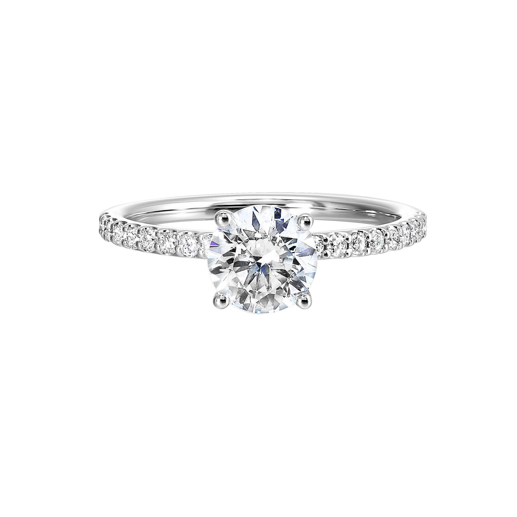 14K White Gold Half Way Solitaire Diamond Engagement Ring (0.38CTW)