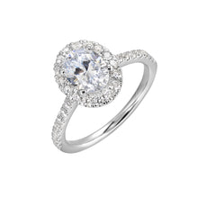 Load image into Gallery viewer, 14K White Gold Oval Halo Diamond Engagement Ring (0.50CTW)
