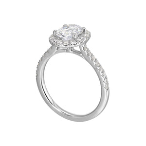 14K White Gold Oval Halo Diamond Engagement Ring (0.50CTW)