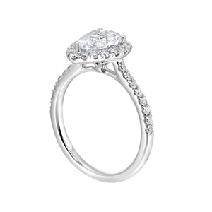 14K White Gold Pear Halo Half-Way Diamond Engagement Ring (0.50CTW)