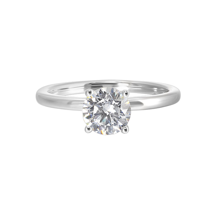 14K White Gold Diamond Hidden Halo Solitaire Engagement Ring (0.10CTW)