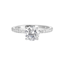 Load image into Gallery viewer, 14K White Gold Half Way Solitaire Hidden Halo Diamond Engagement Ring (0.38CTW)