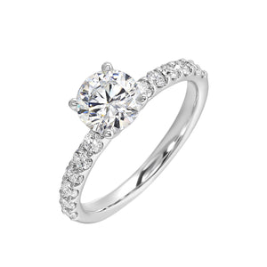 14K White Gold Four Prong Half Way Solitaire Diamond Engagement Ring (0.38CTW)