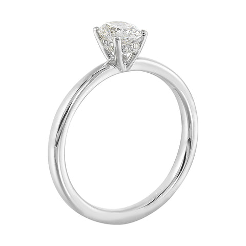 14Kt White Semi Mount 1/20Ctw For Oval Center