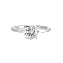 Load image into Gallery viewer, 14K White Gold Plain Shank Solitaire with Hidden Halo Diamond Engagement Ring (0.05CTW)