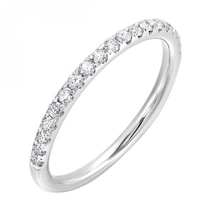 14K 1/2 Way Thin Pave Diamond Wedding Band