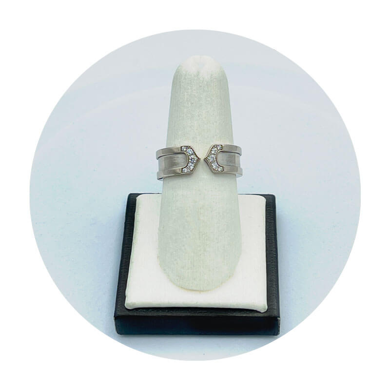 Estate 18K White Gold Cartier Diamond Fashion Band