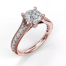 Load image into Gallery viewer, FANA Classic Diamond Engagement Ring with Detailed Milgrain Band