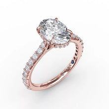 Load image into Gallery viewer, FANA Classic Oval Diamond Solitaire Engagement Ring With Hidden Pavé Halo Rose
