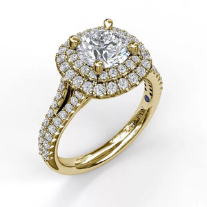FANA Elegant Double Halo Engagement Ring Gold