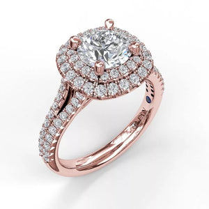 FANA Elegant Double Halo Engagement Ring Rose