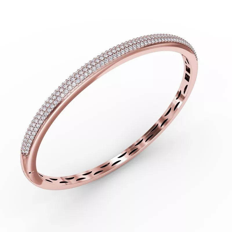 Fana Three Row  Diamond Bangle Bracelet