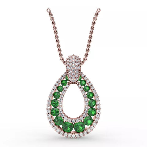 Fana Steal The Spotlight Emerald and Diamond Pendant Necklace