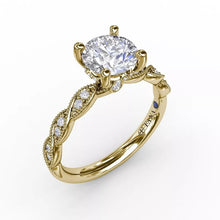 Load image into Gallery viewer, FANA Classic Diamond Solitaire Engagement Ring With Diamond Twist Band Gold