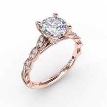 Load image into Gallery viewer, FANA Classic Diamond Solitaire Engagement Ring With Diamond Twist Band Rose