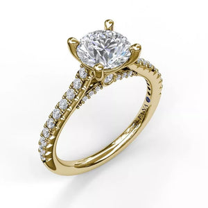FANA Classic Diamond Engagement Ring with Beautiful Side Detail