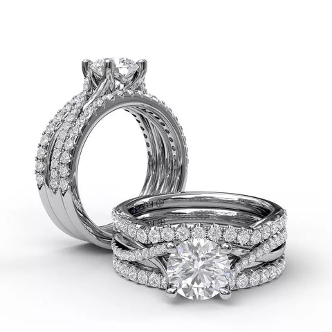 FANA Alternating Diamond Twist Engagement Ring