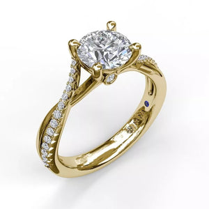 FANA Alternating Diamond Twist Engagement Ring Gold