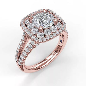 FANA Exquisite Unique Double Halo Engagement Ring