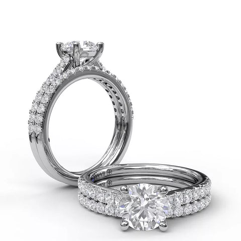 FANA Delicate Classic Engagement Ring with Delicate Side Detail