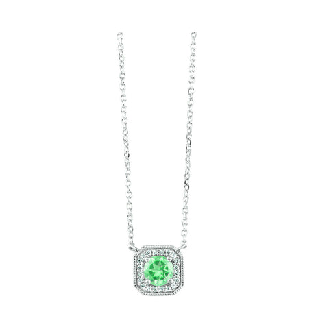 White Gold Diamond & Emerald Fashion Pendant Necklace