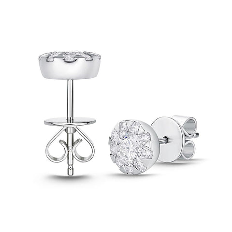 .46 CTW Cluster Diamond Studs Set in 18K Gold