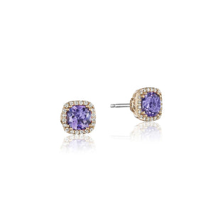 Tacori Cushion Bloom Diamond Halo Gemstone Stud Fashion Earring (1.62GTW)