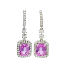 Load image into Gallery viewer, Pink Sapphire and Diamond Drop Fashion Earrings