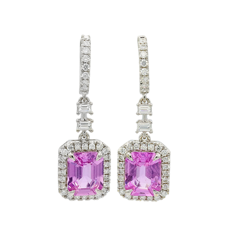 Pink Sapphire and Diamond Drop Fashion Earrings