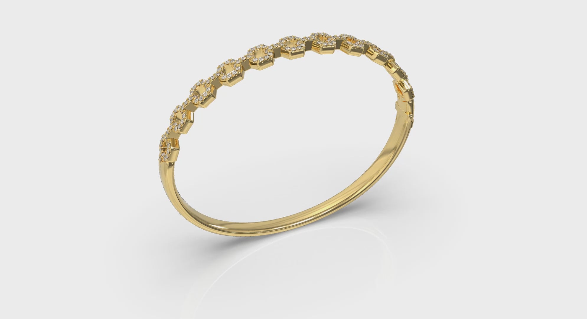 Vlora Serafina 14K Diamond Open Link Hinged Bangle (Diamond 1.07CTW)