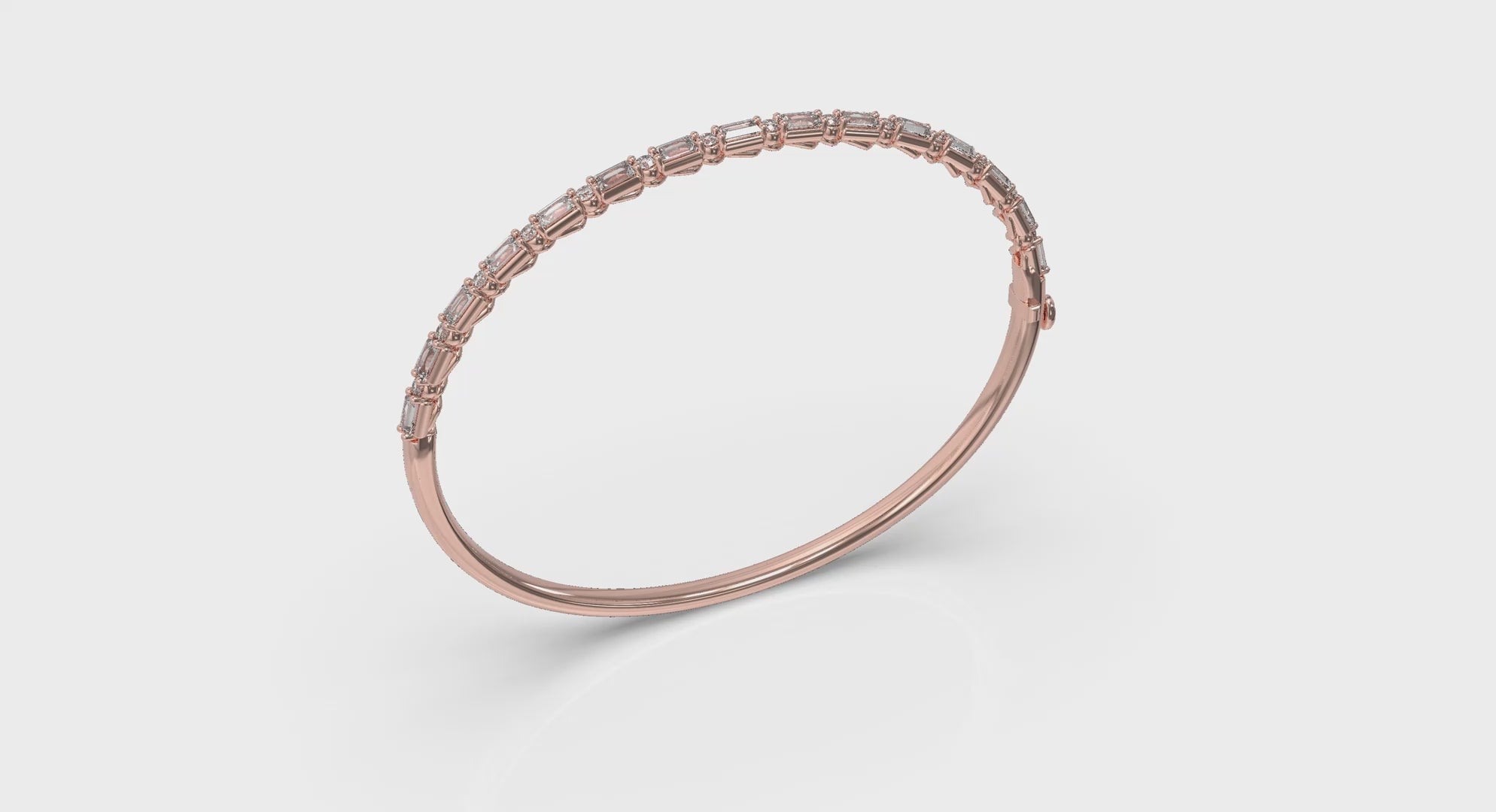 Vlora Adella 14K Diamond Baguette Hinged Bangle (Diamond 1.92CTW)