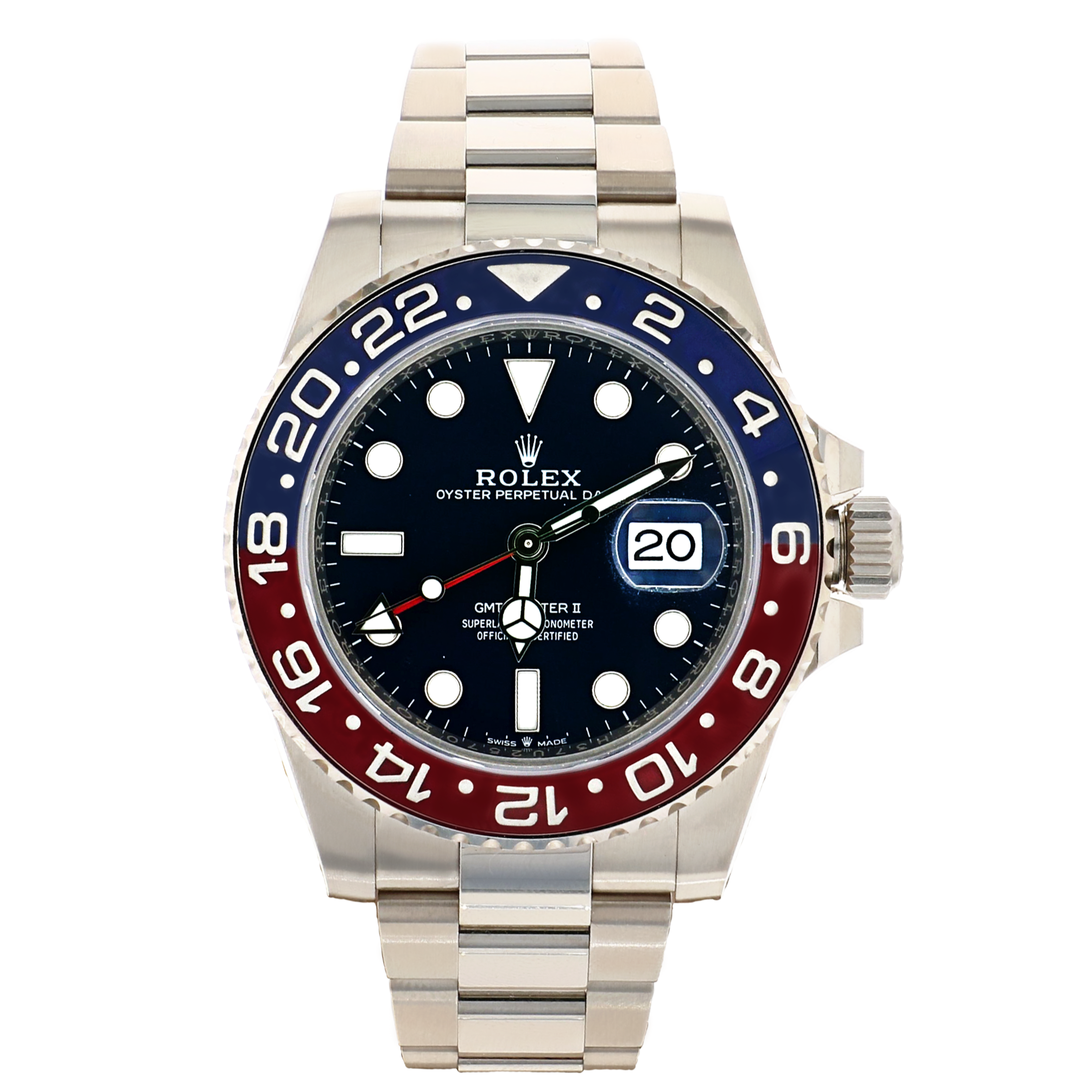 delikat Lam reference Rolex 126719 Pepsi GMT Master II 18K White Gold with Blue Dial 40mm