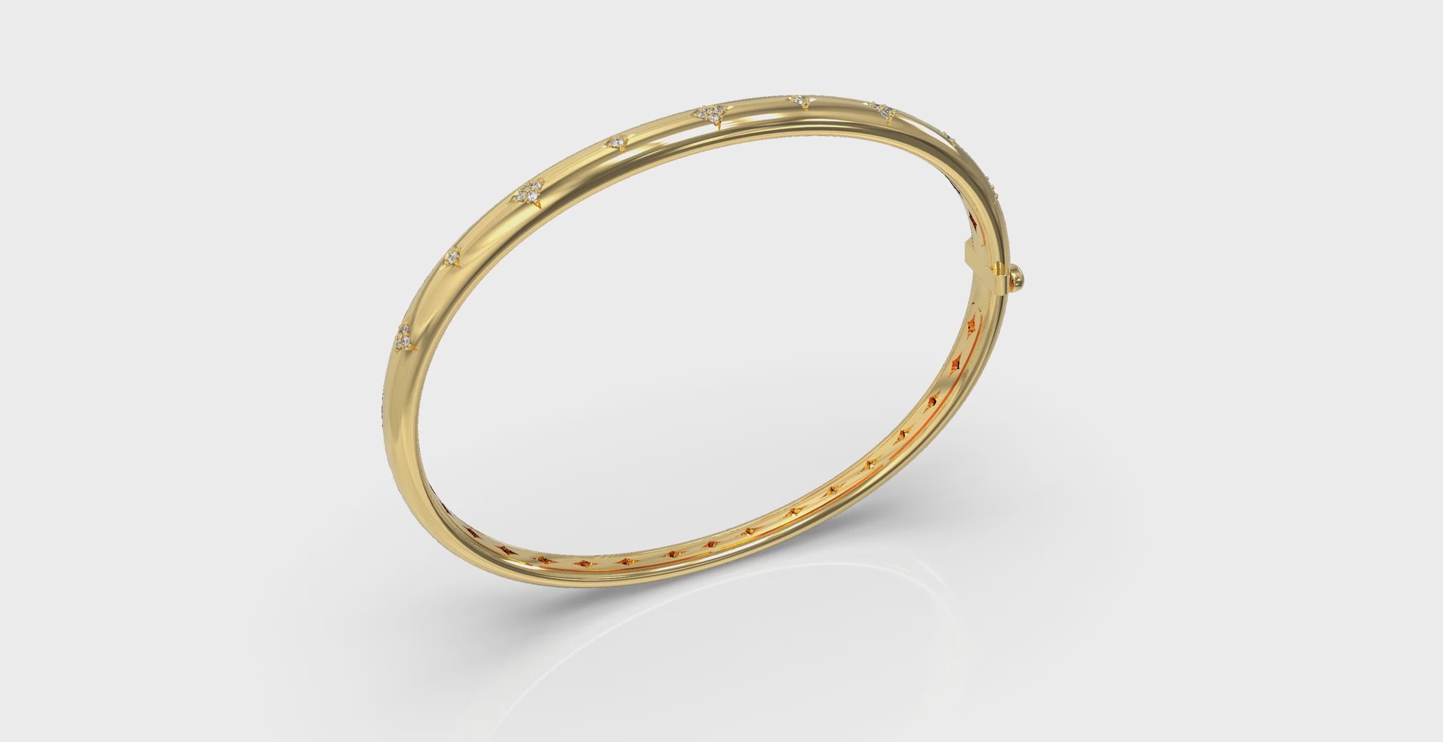 Vlora Estrella 14K Diamond Vlora Star Hinged Bangle (Diamond 0.13CTW)