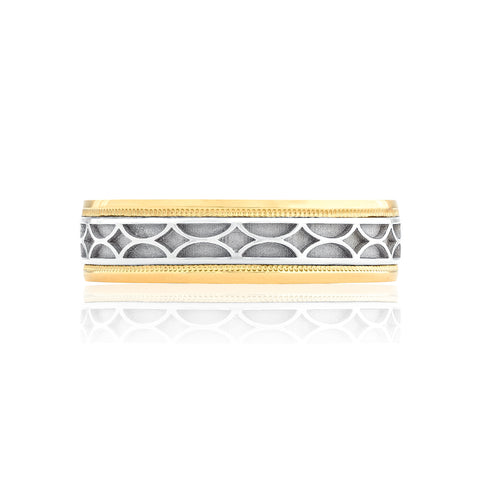 Tacori Sculpted Crescent Wedding Band 18k White & Yellow Gold 6mm