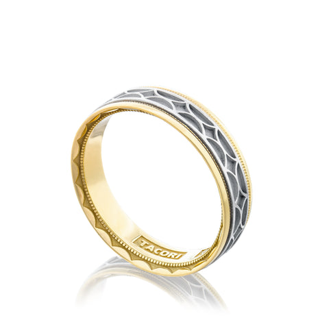 Tacori Sculpted Crescent Wedding Band 18k White & Yellow Gold 6mm