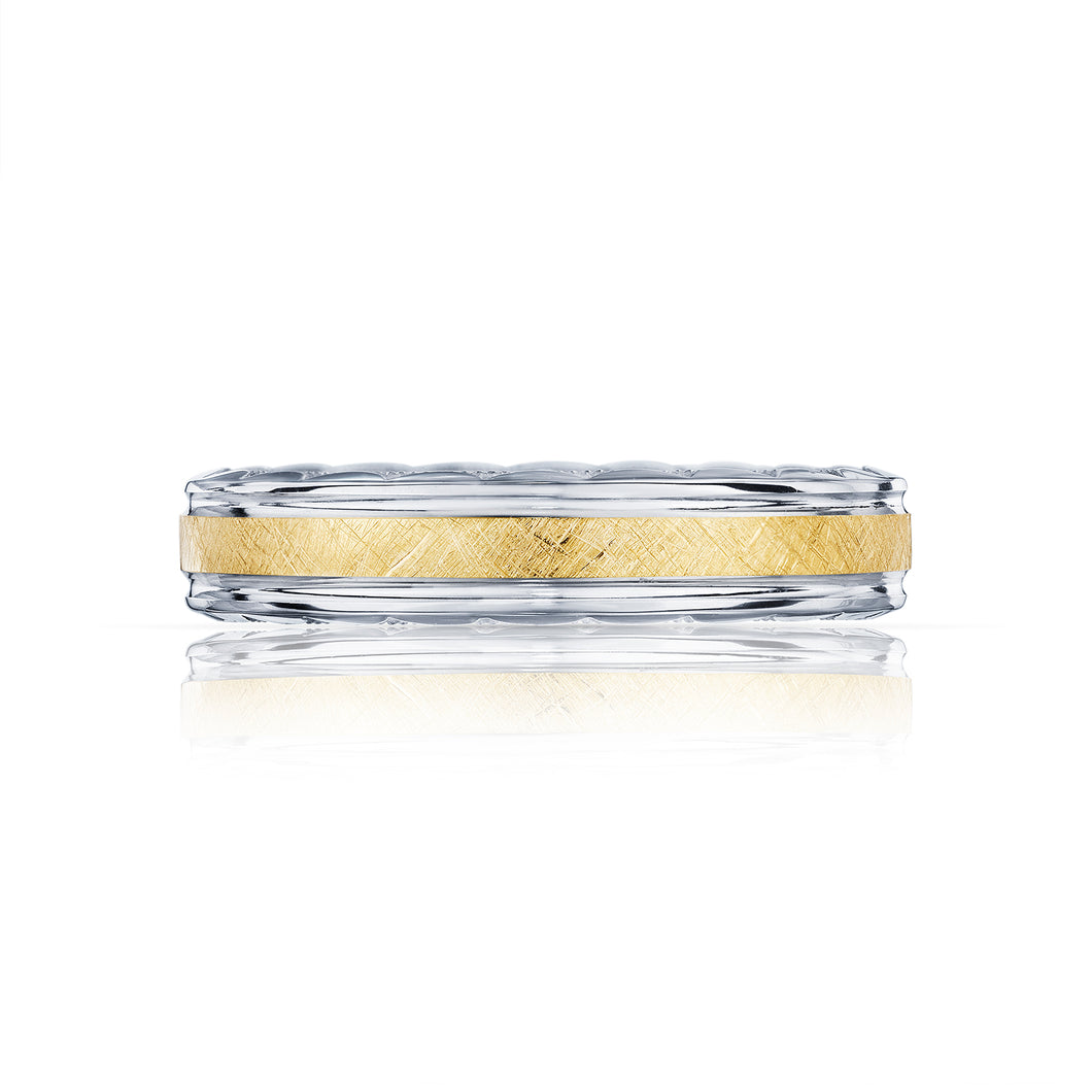 Tacori Sculpted Crescent Wedding Band Platinum & 18k Yellow Gold 5mm