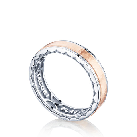 Tacori Sculpted Crescent Wedding Band Platinum & 18k Rose Gold 6mm