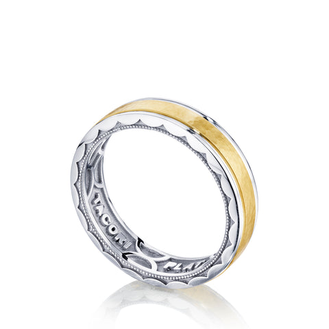 Tacori Sculpted Crescent Wedding Band Platinum & 18k Yellow Gold 6mm