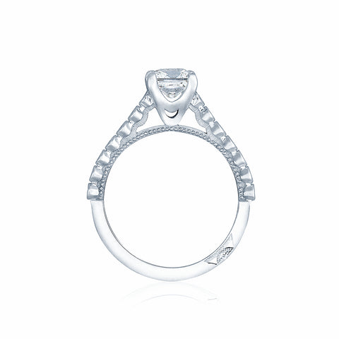 Tacori 18k White Gold Sculpted Crescent Princess Diamond Engagement Ring Setting (0.2 CTW)