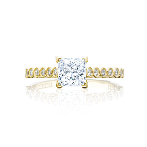 Tacori 18k Yellow Gold Sculpted Crescent Princess Diamond Engagement Ring Setting  (0.2 CTW)