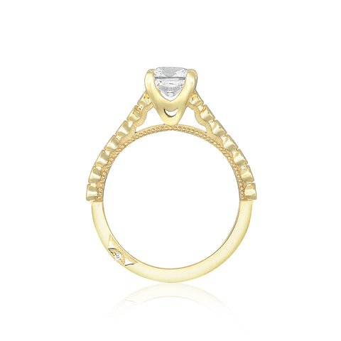 Tacori 18k Yellow Gold Sculpted Crescent Princess Diamond Engagement Ring Setting  (0.2 CTW)