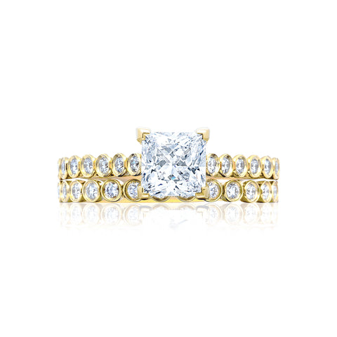 Tacori 18k Yellow Gold Sculpted Crescent Princess Diamond Engagement Ring Setting  (0.2 CTW)